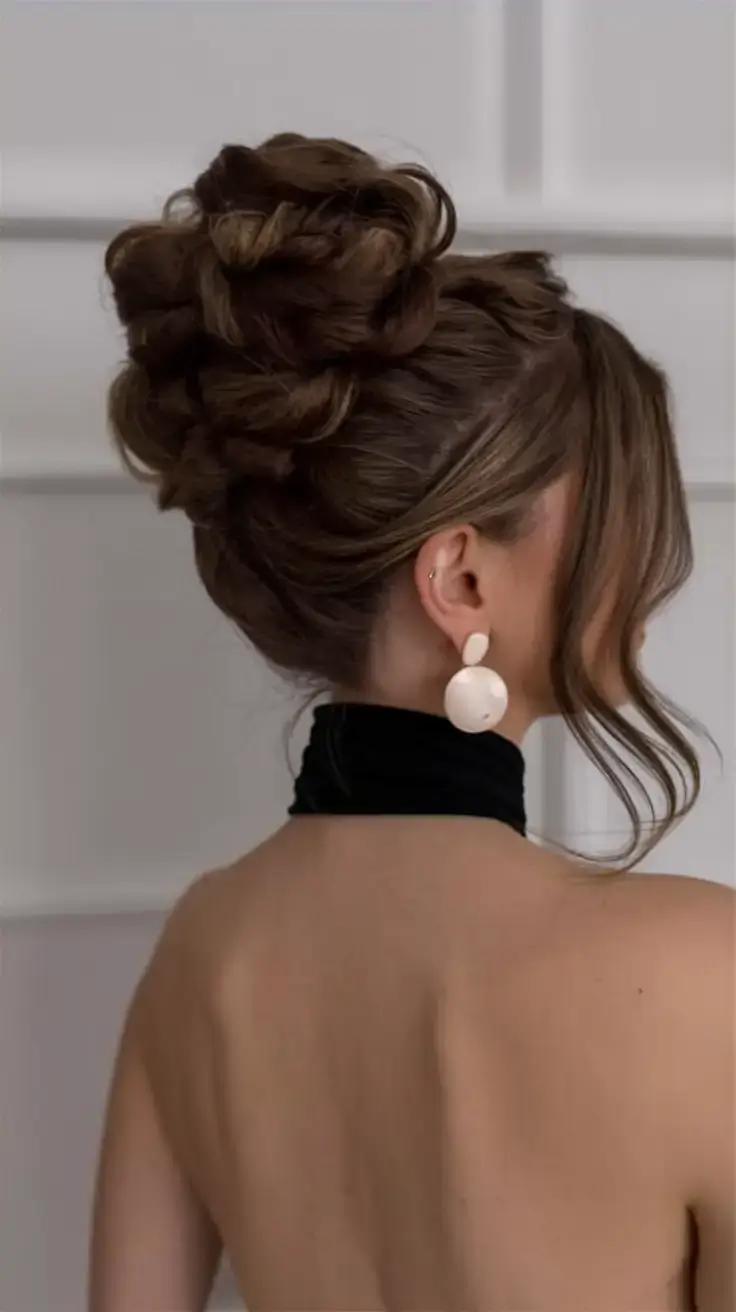 summer hairstyles for long hair 2025 Structured Crown Bun with Looped Texture