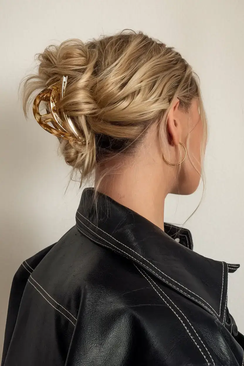 summer hairstyles for long hair 2025 Effortless Twist-Up with a Chunky Claw Clip