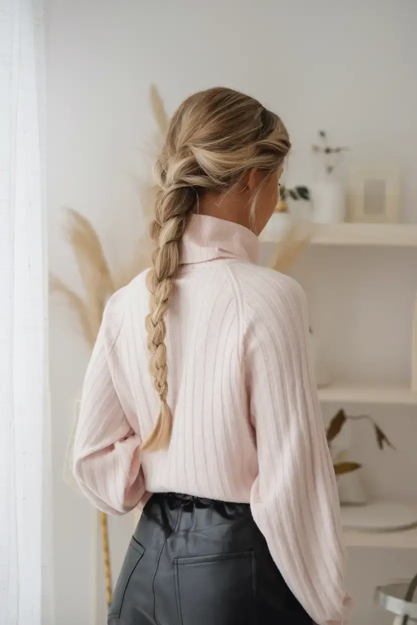 summer hairstyles for long hair 2025 Sleek Braided Pony with Side-Swept Front