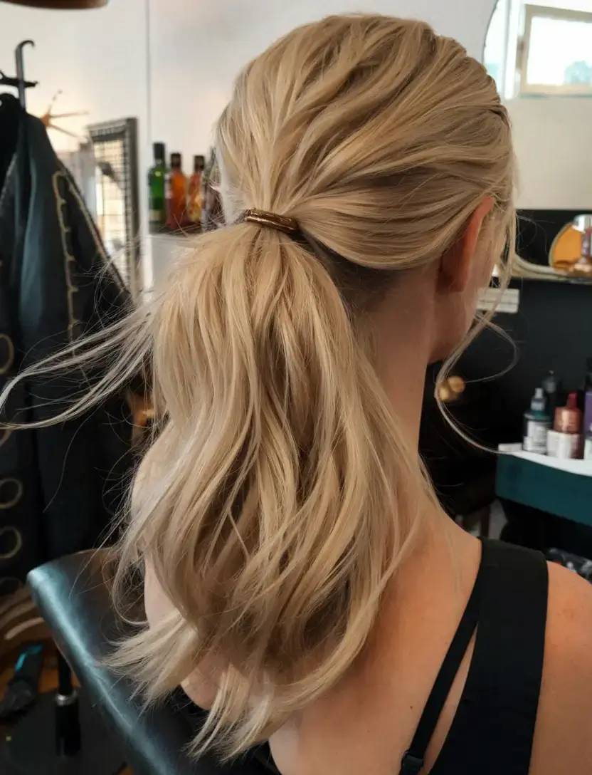 summer hairstyles for medium hair 2025 Low Ponytail with Effortless Texture