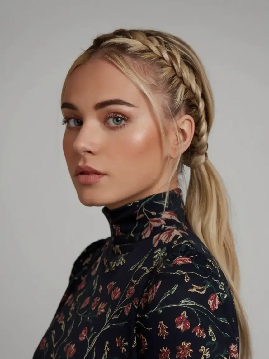 summer hairstyles for medium hair 2025 Side Braids into Sleek Mid Pony