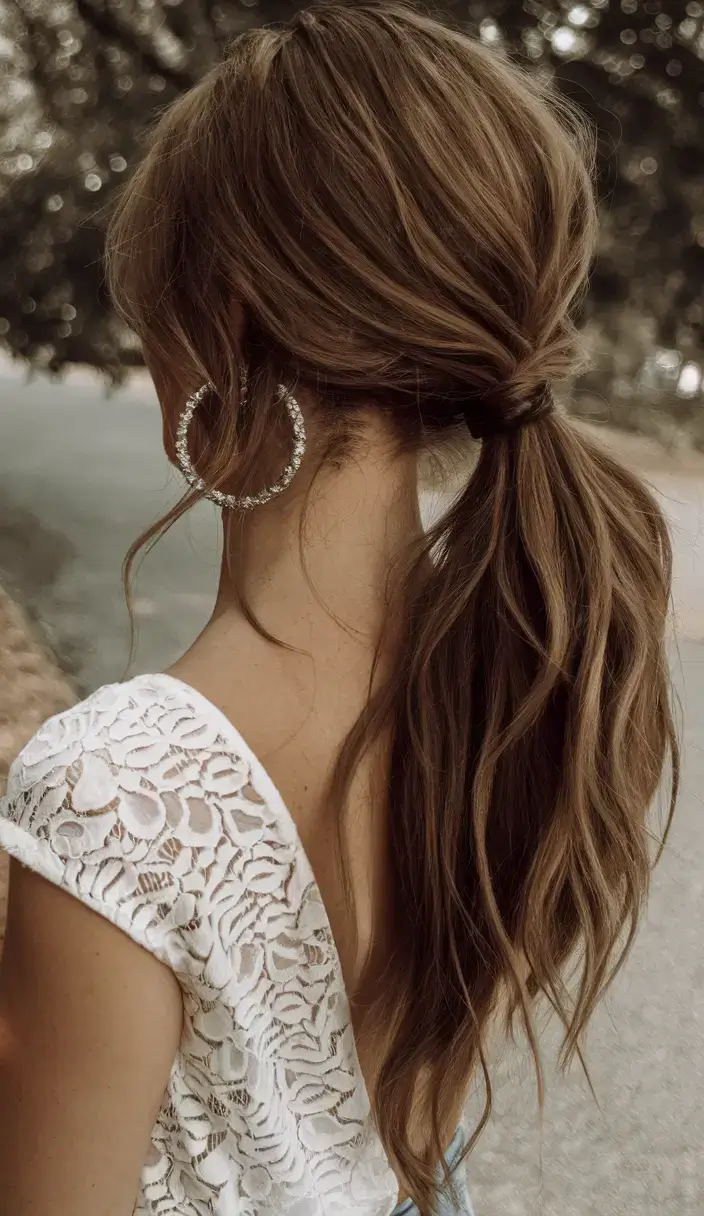summer hairstyles for medium hair 2025 Wrapped Mid Pony with Romantic Volume