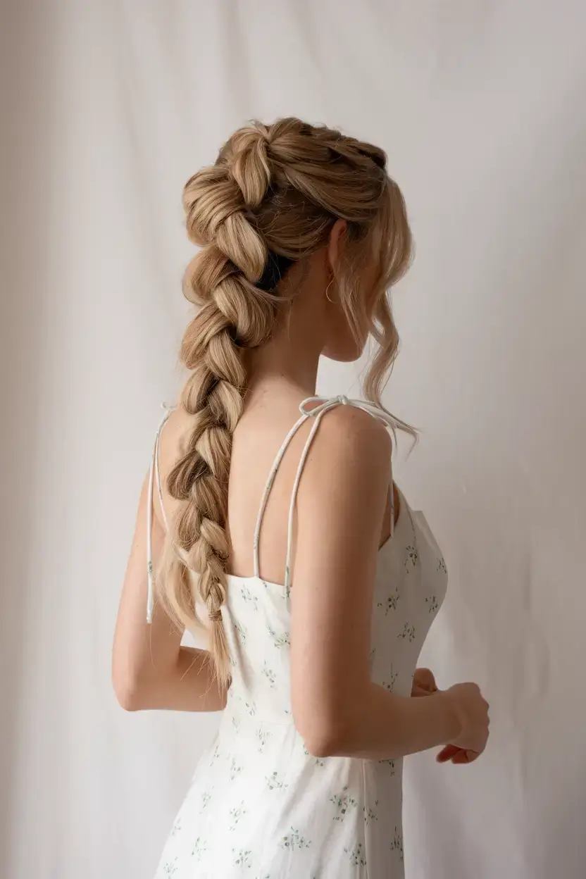 summer hairstyles for medium hair 2025 Voluminous Pancake Braid with a Twist
