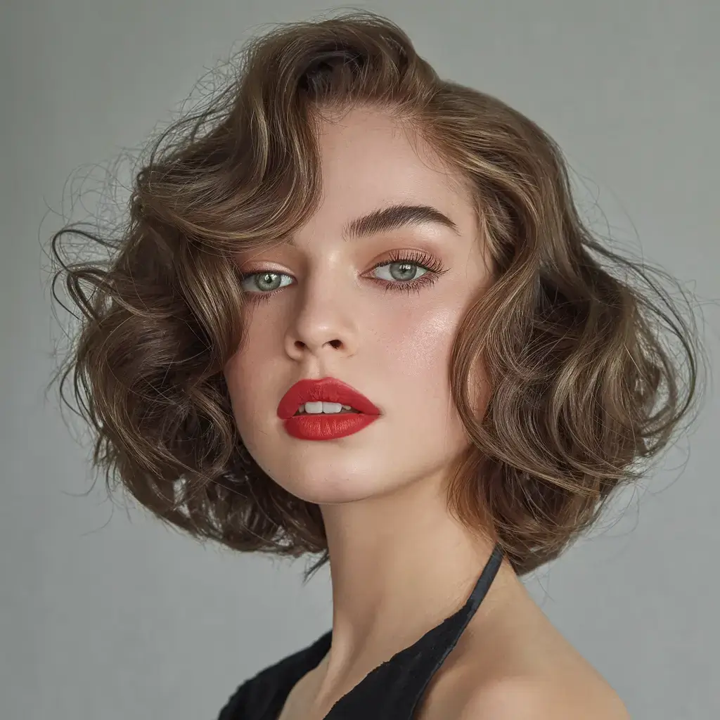 summer hairstyles for short hair 2025+Glamorous Sculpted Bob Waves