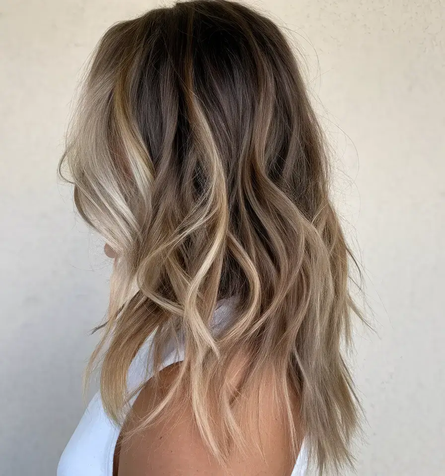 summer highlights ideas 2025 Wheat Blonde Waves with Pop Bright Front