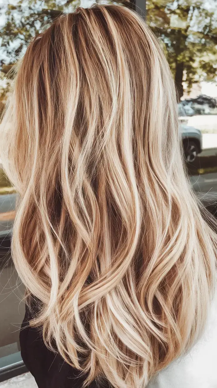 summer highlights ideas 2025 Light Champagne Ribbons with a Bright Face Frame