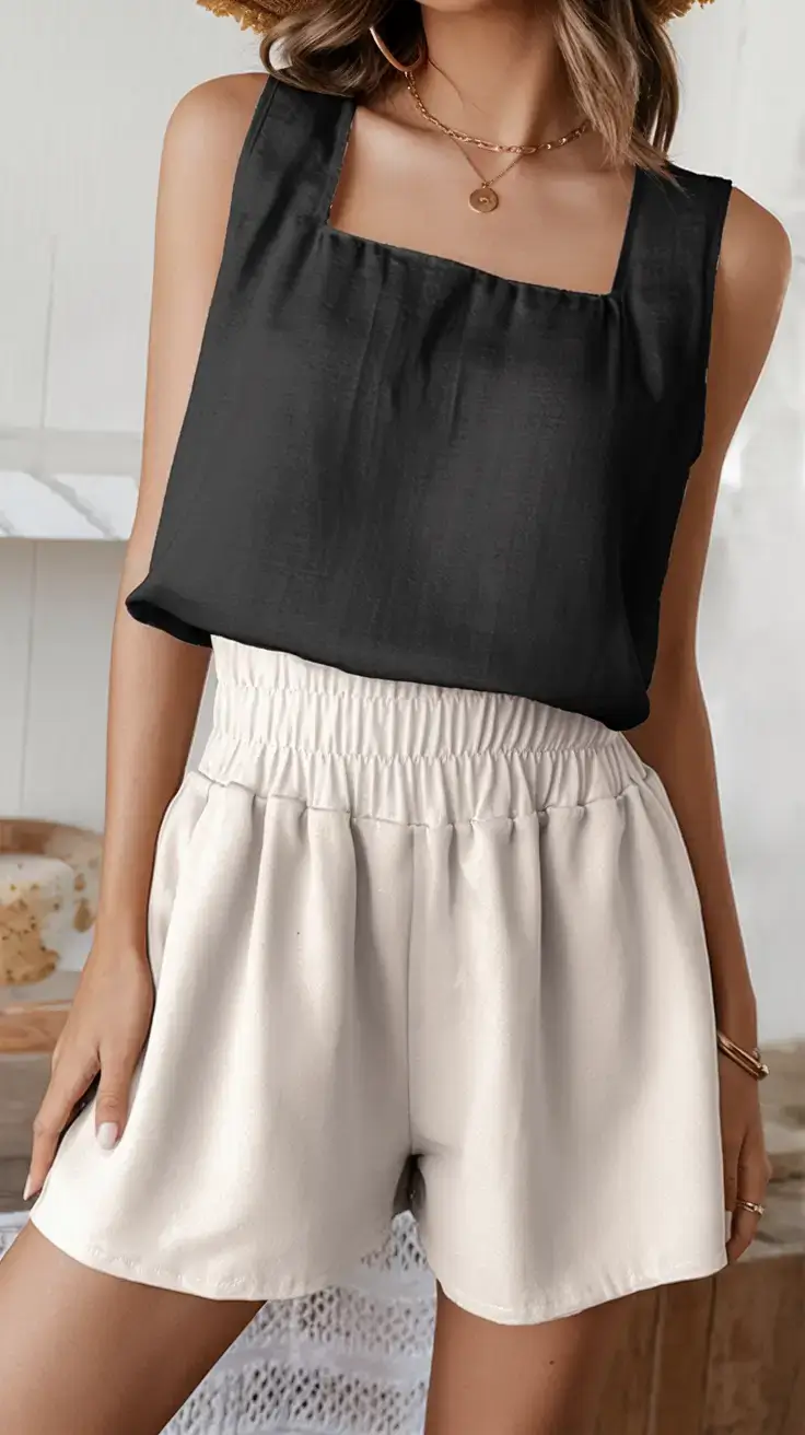 summer mom outfit trends 2025 Monochrome with a Soft Contrast