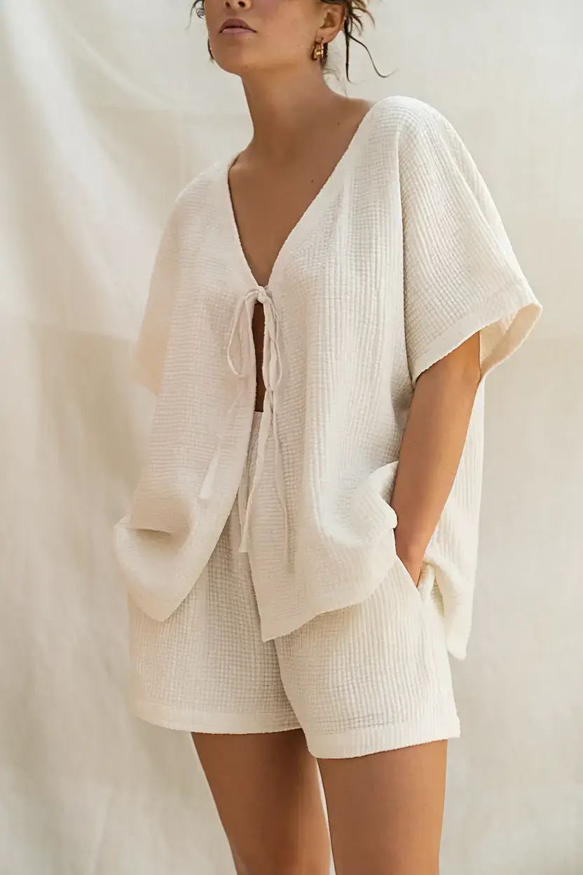 summer mom outfit trends 2025 Cozy Textures Meet Breezy Cuts