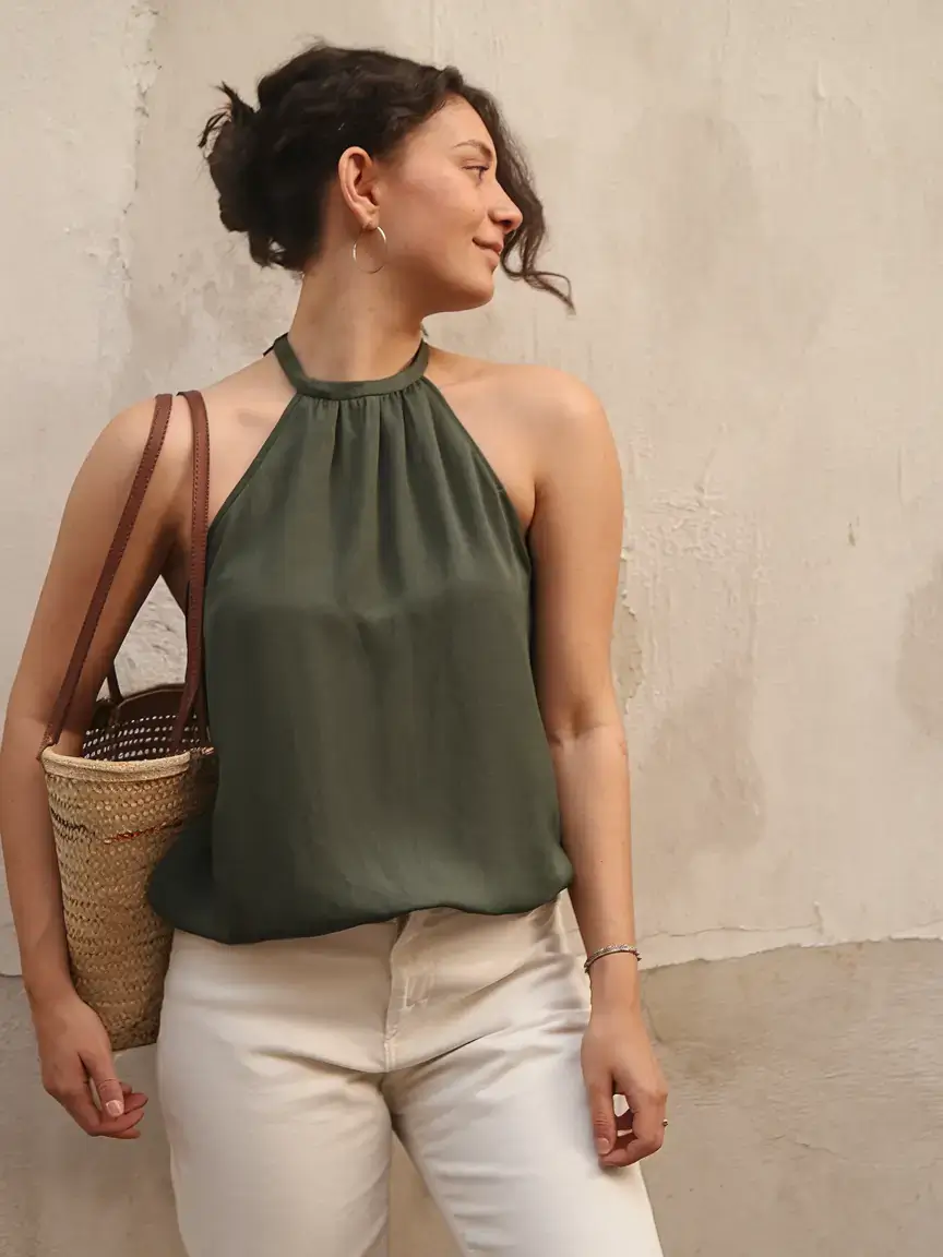 summer mom outfit trends 2025 Olive Green with Soft Elegance