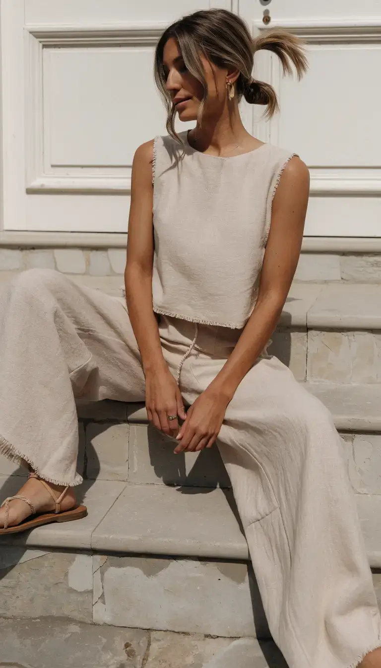 summer mom outfit trends 2025 Lightweight Luxe in a Matching Set