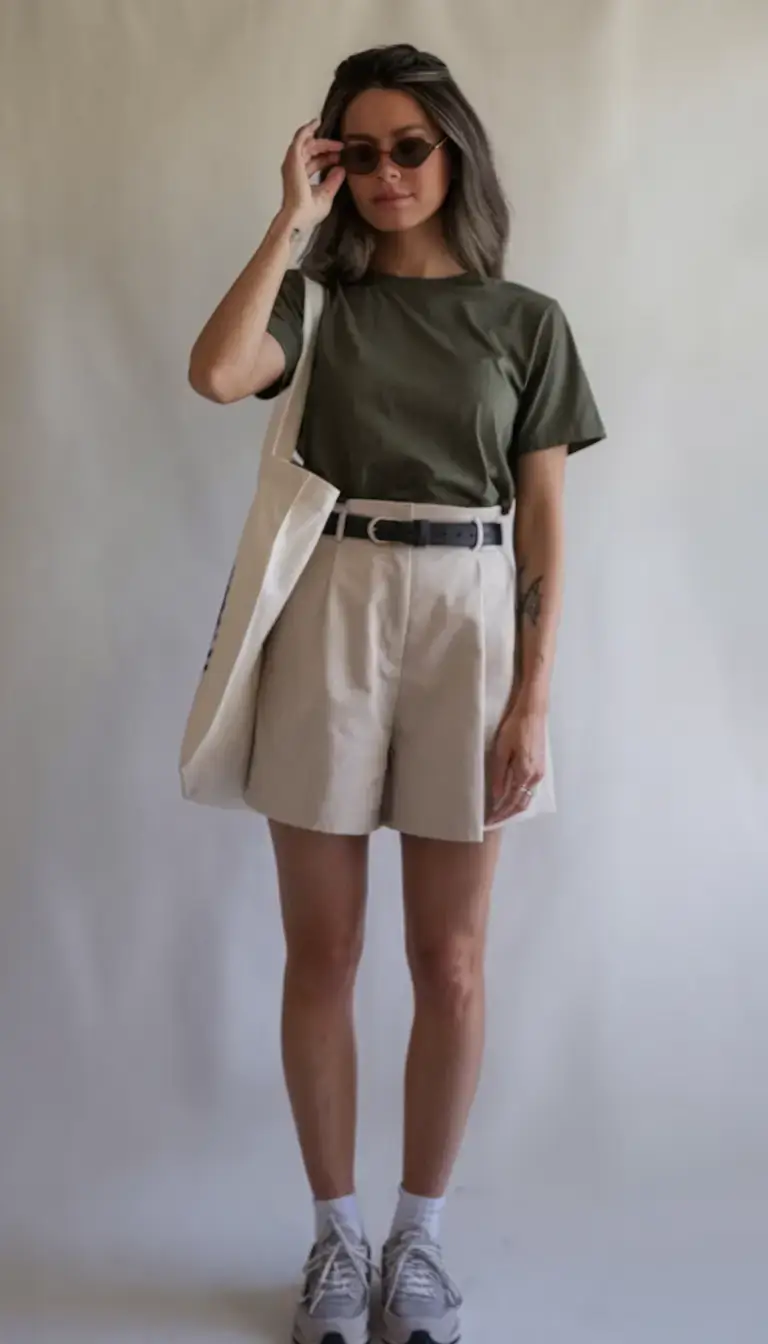 summer mom outfit trends 2025 Weekend Casual with a Sporty Twist