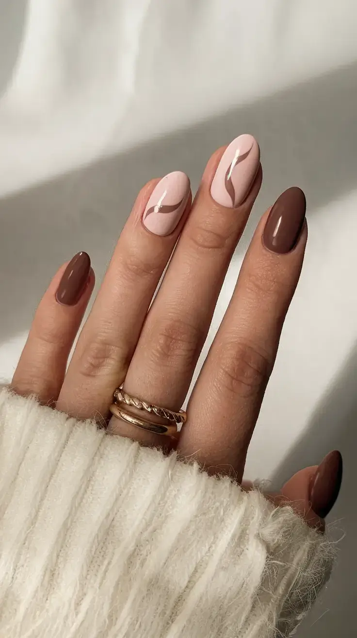 summer nail art ideas 2025 Latte Swirl Elegance