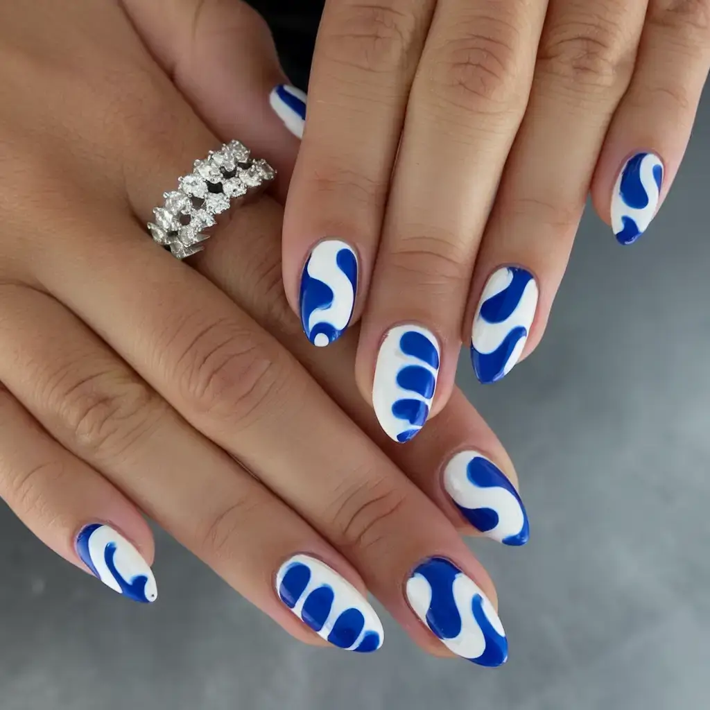 summer nail art ideas 2025 Cobalt Wave Energy