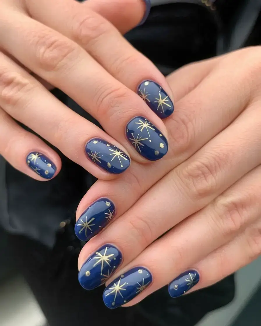 summer nail art ideas 2025 Golden Constellation Magic