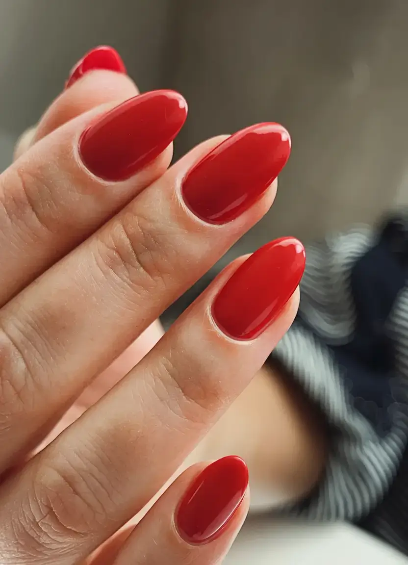 summer nail colors ideas 2025 Rounded Scarlet for Bold Simplicity