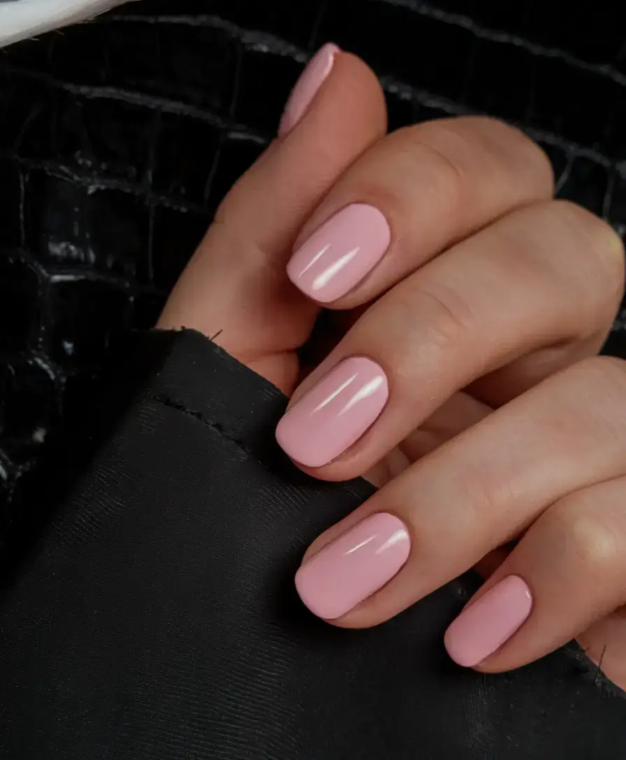 summer nail colors ideas 2025 Soft Ballet Pink in a Minimal Square