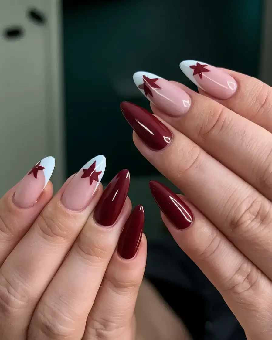 summer nail inspo 2025 Star-Studded Berry French