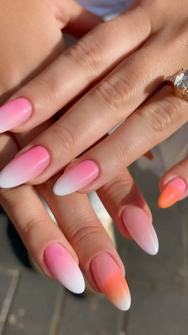 summer nail inspo 2025 Sunset Sorbet Ombré