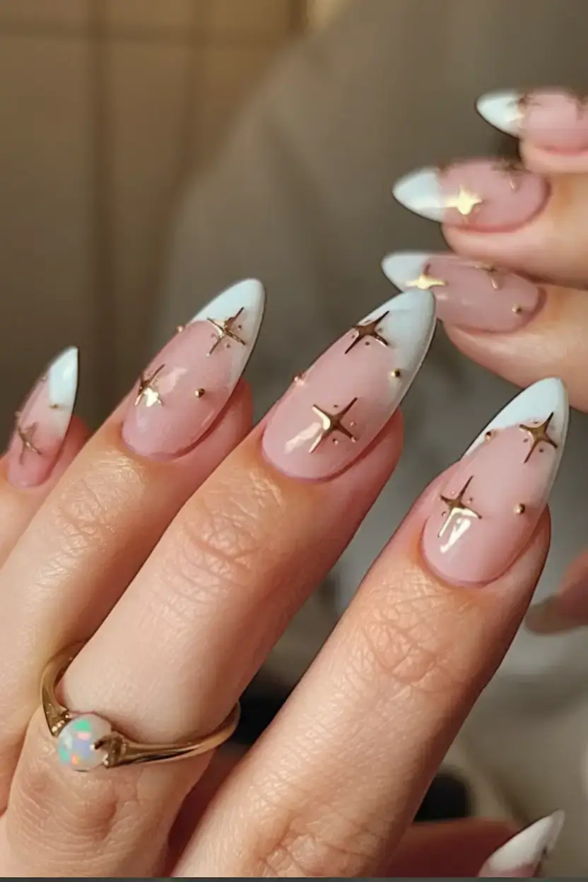 summer nail inspo 2025 Cosmic Stars and Icy Tips