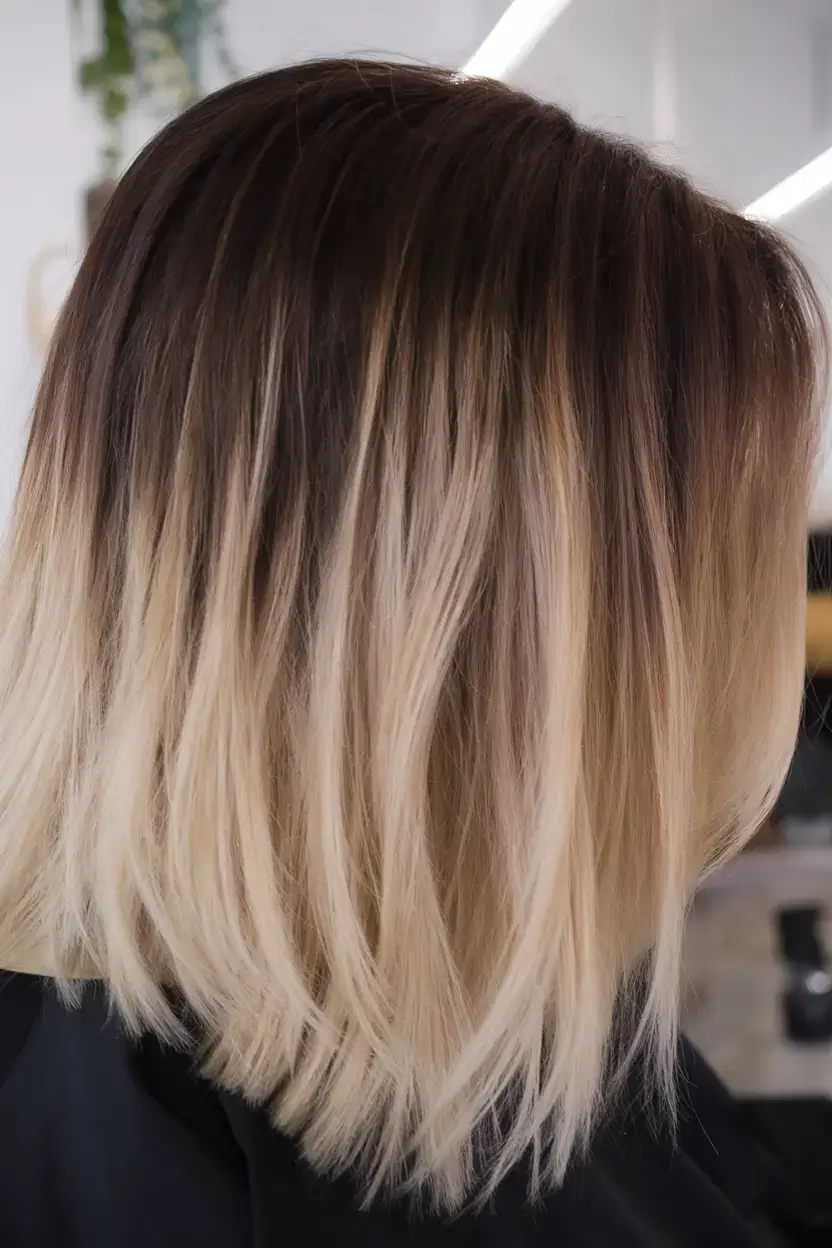 summer ombre hair color ideas 2025 Short Blunt Ombre with Creamy Vanilla Blonde