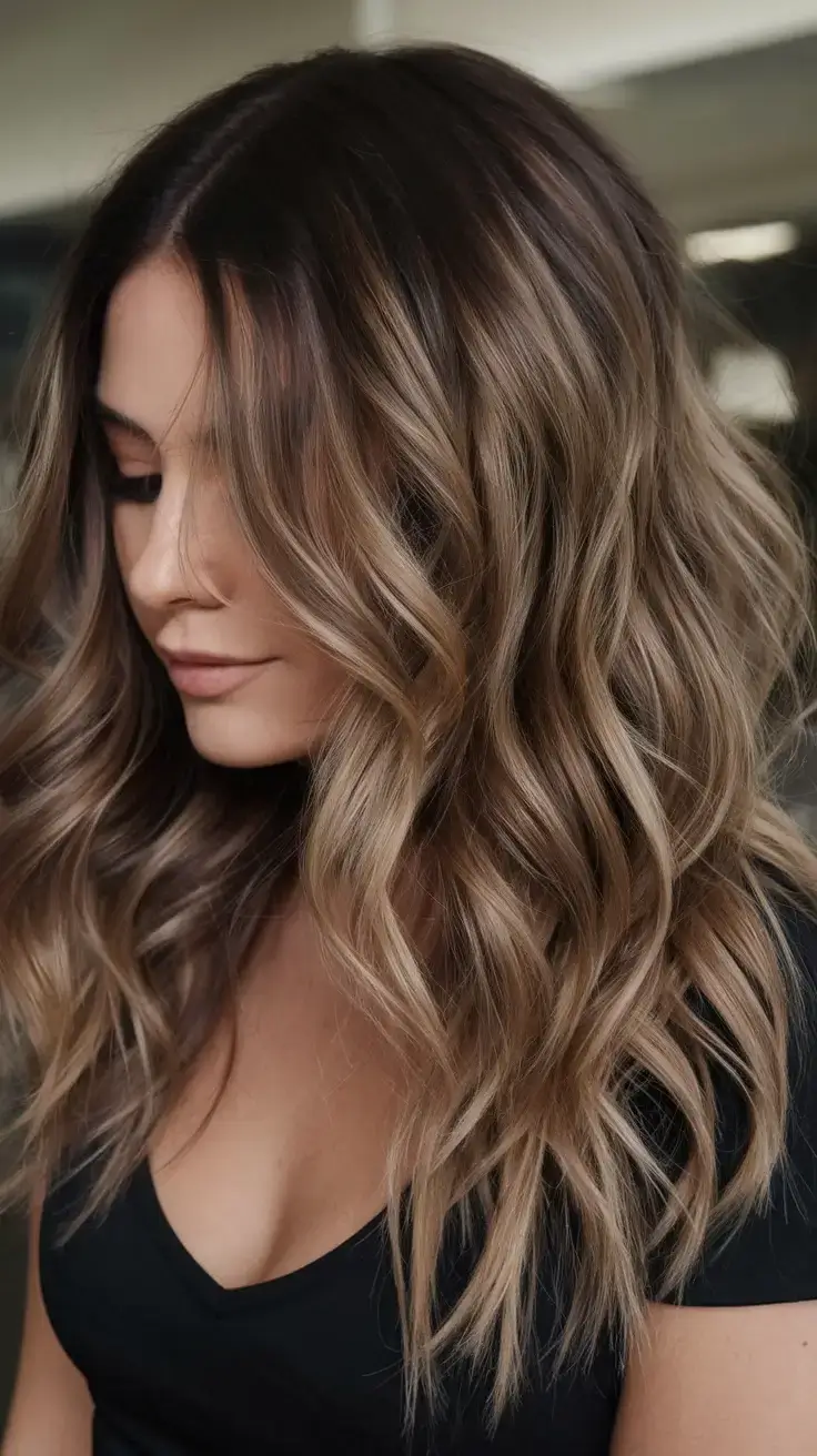 summer ombre hair color ideas 2025 Soft Mocha Fade with Whispery Ash Blonde Ends