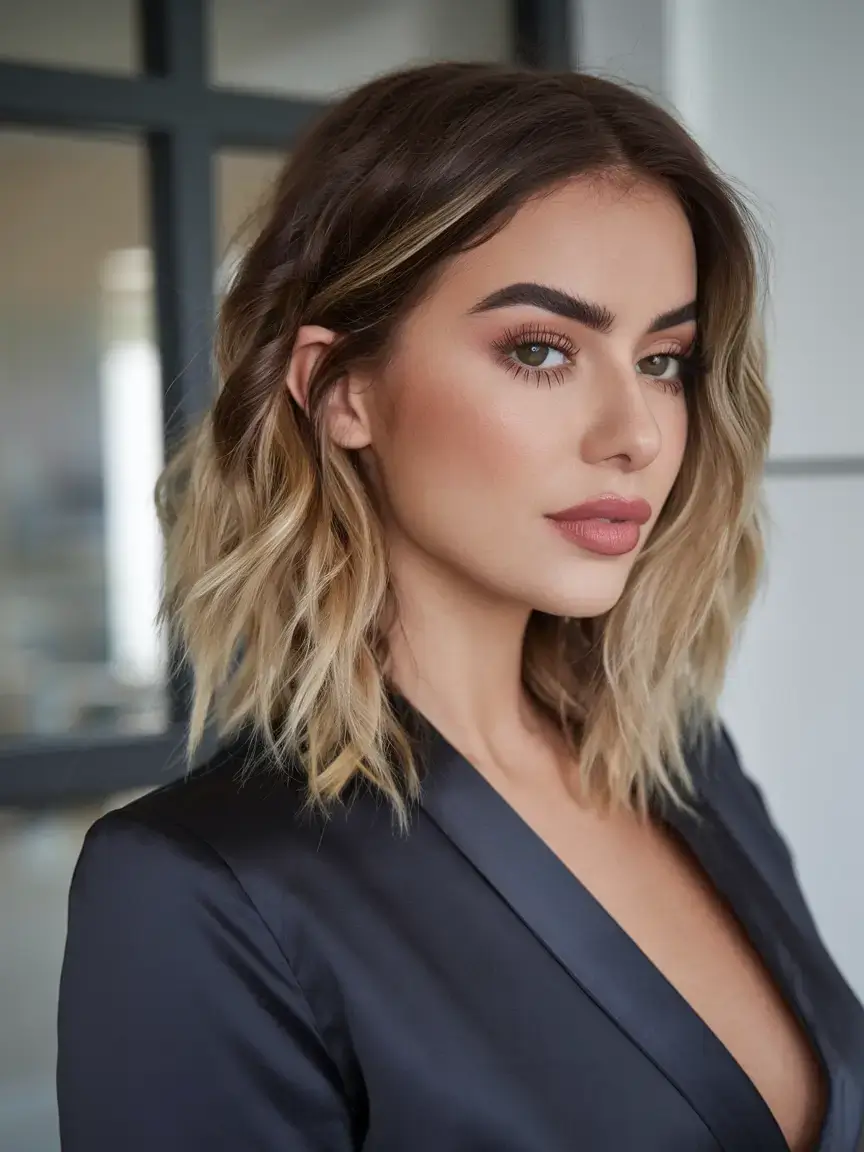 summer ombre hair color ideas 2025 Bold Espresso Root Melt with Champagne Pop Ends