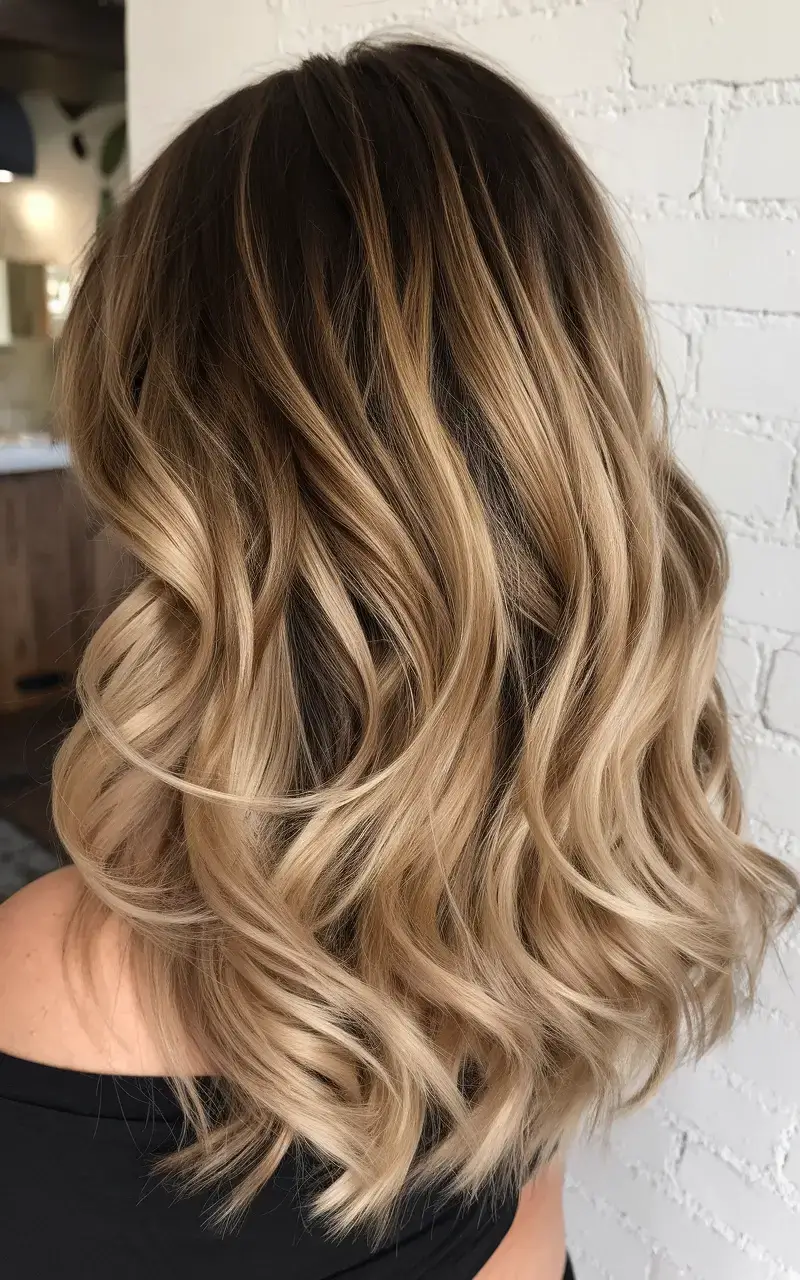 summer ombre hair color ideas 2025 Champagne Blonde Ombre with Bounce