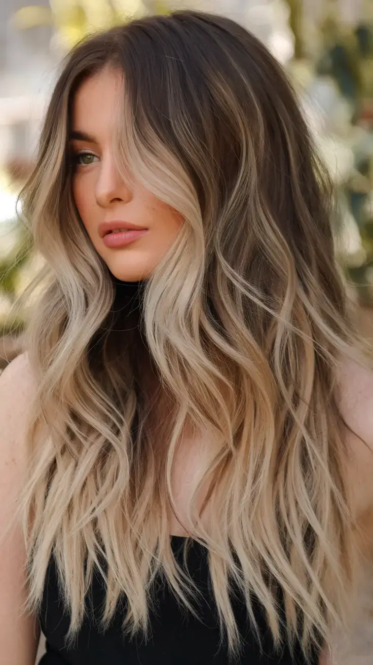 summer ombre hair color ideas 2025 Root Melt Blonde with Bold Face Frame