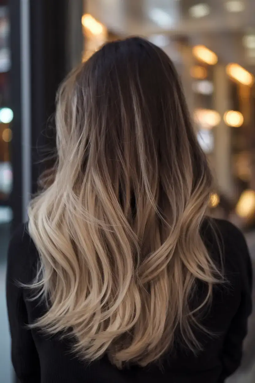 summer ombre hair color ideas 2025 Golden Vanilla Ends with Cocoa Depth