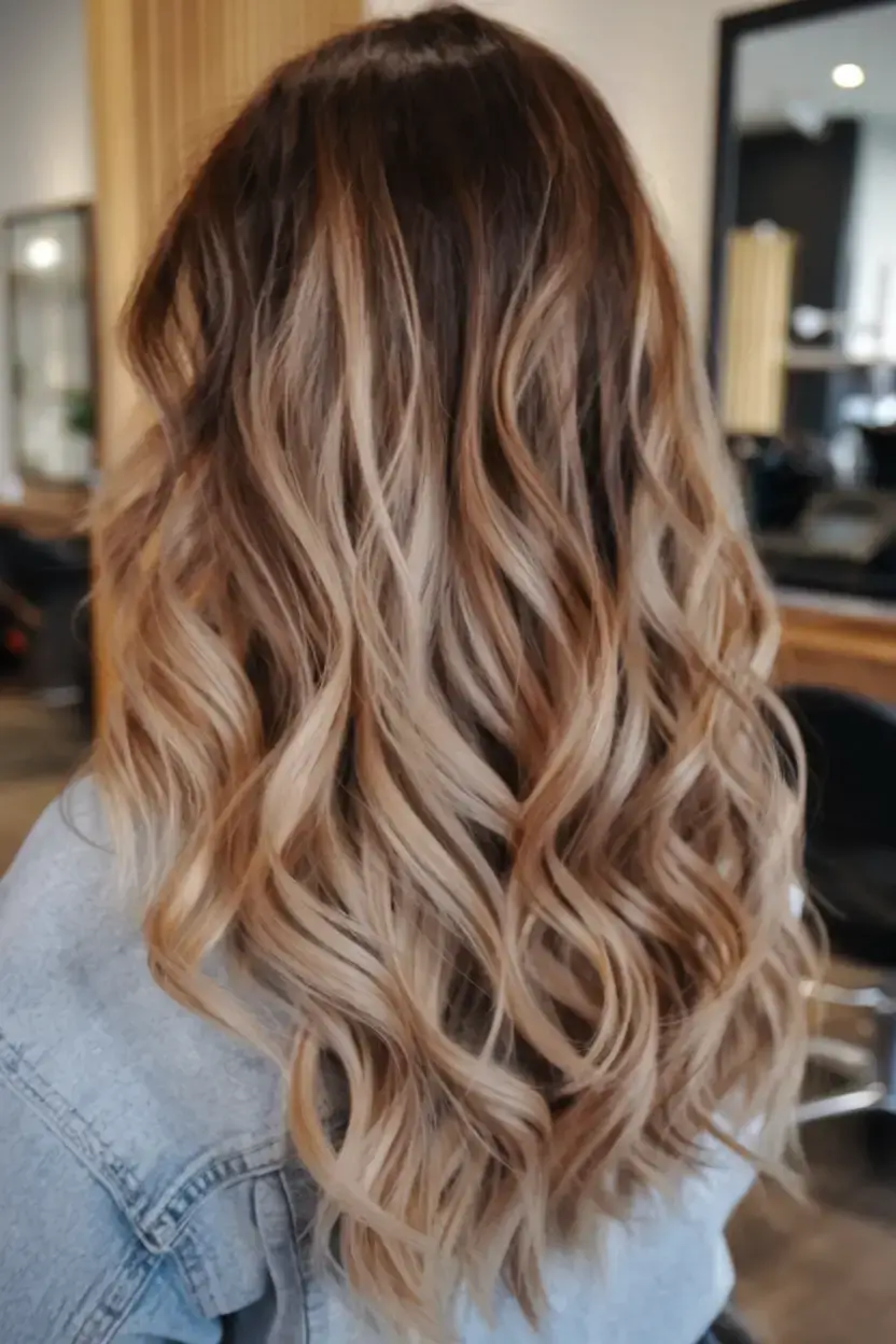 summer ombre hair color ideas 2025 Warm Honey Swirls with Toasted Caramel Base