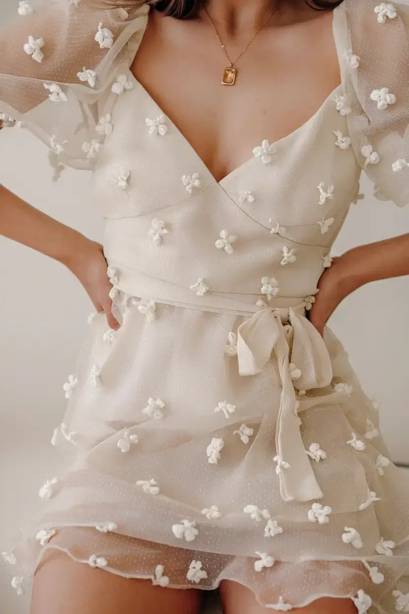 summer outfit 2025 for everyday casual dresses Whimsical Organza Petal Mini