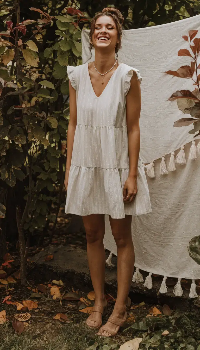 summer outfit 2025 for everyday casual dresses Ruffled Linen Romance