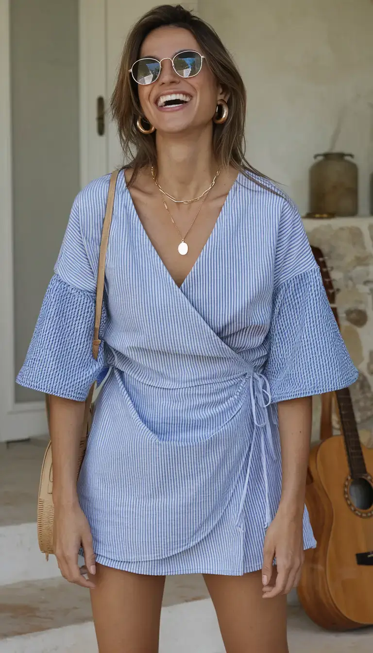 summer outfit 2025 for everyday casual dresses Seaside Stripes and Laughter