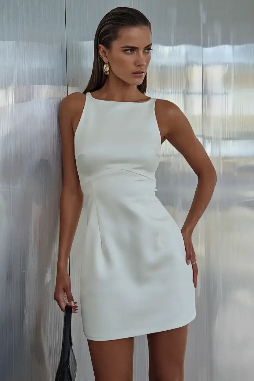 summer outfit 2025 for everyday casual dresses Sleek White and Ice-Cool Glam