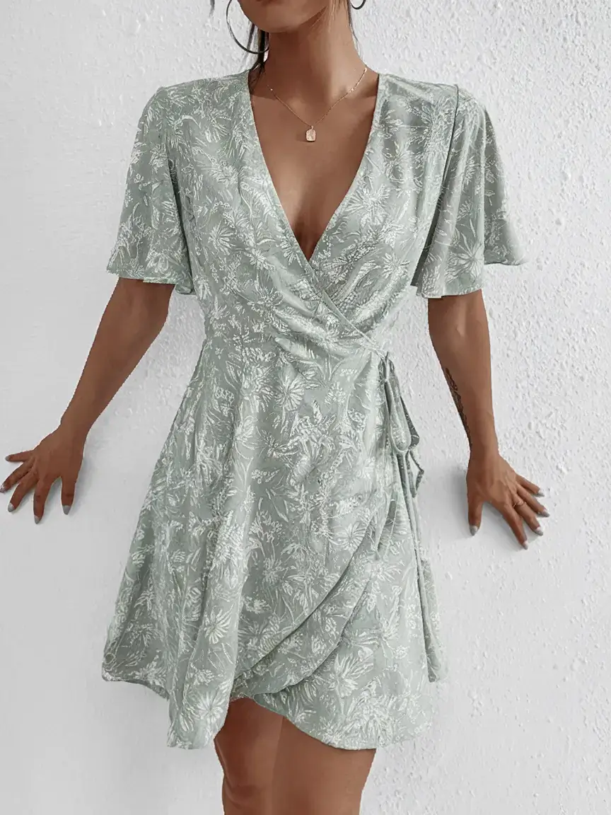 summer outfit 2025 for everyday casual dresses Soft Sage Wrap and Bloom Energy
