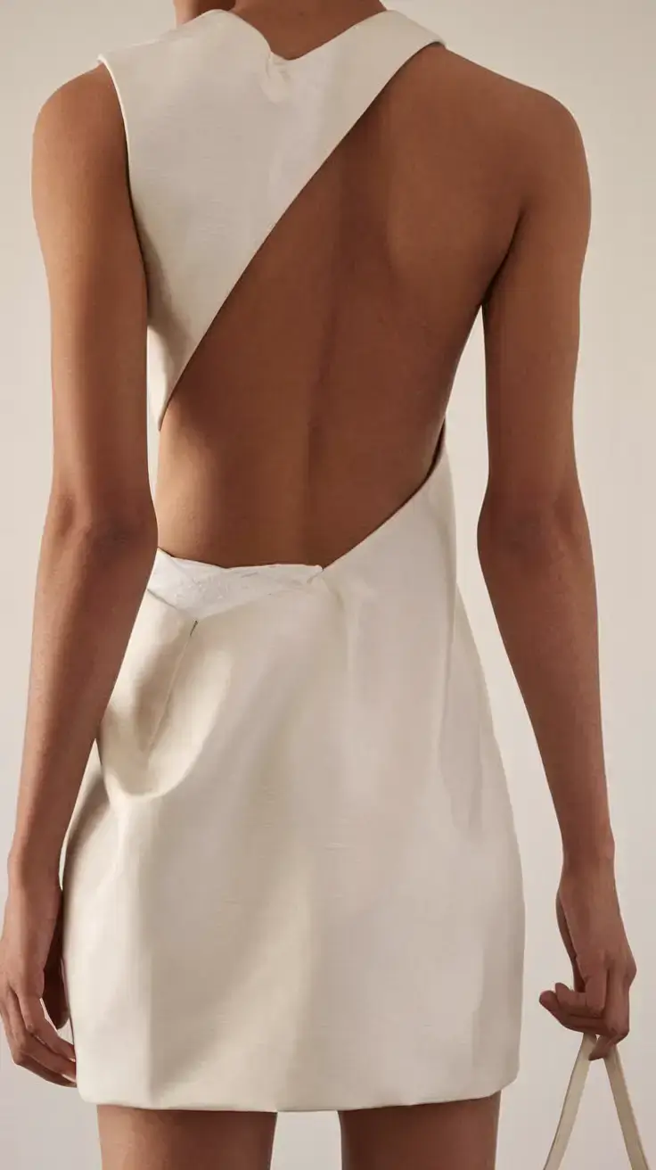 summer outfit 2025 for everyday casual dresses Asymmetrical Backless Cream Mini