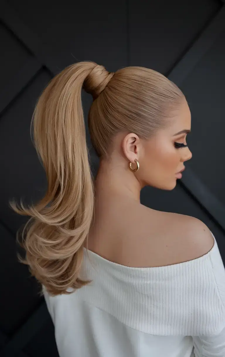 summer ponytail hairstyles 2025 Retro Flip Pony with Volume