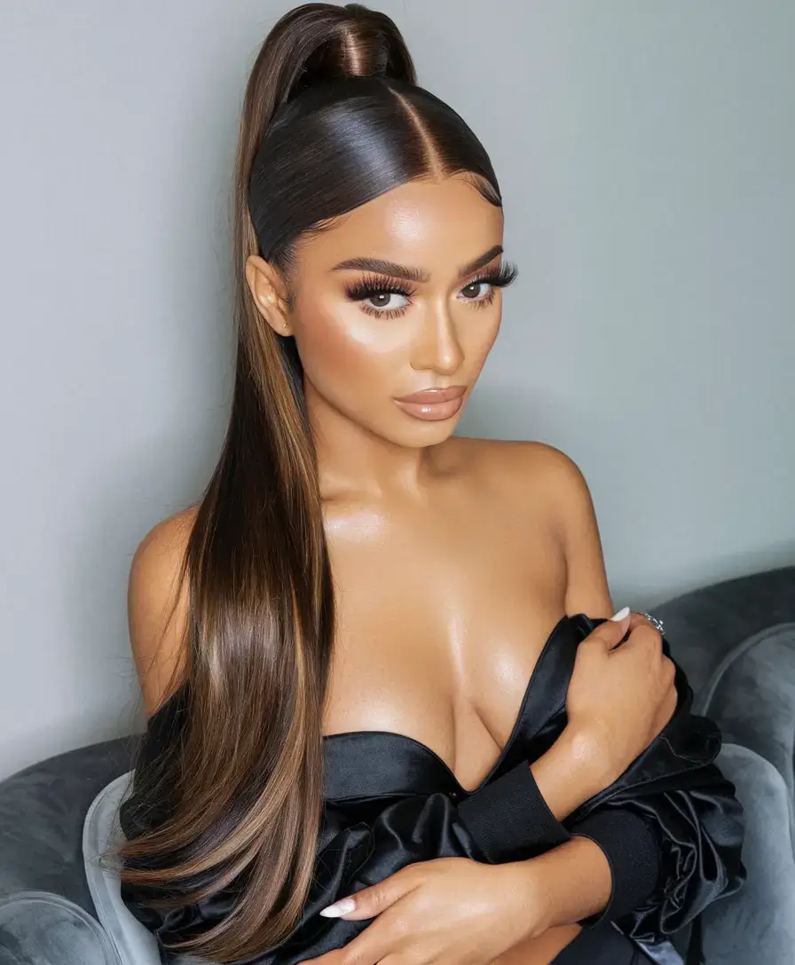 summer ponytail hairstyles 2025 Snatched Chocolate Sleek Pony