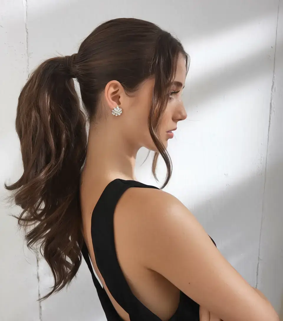 summer ponytail hairstyles 2025 Soft Volume with Side Waves