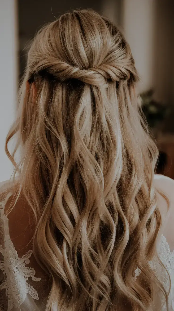 summer simple hairstyle 2025 Golden-Twist Half-Up Style