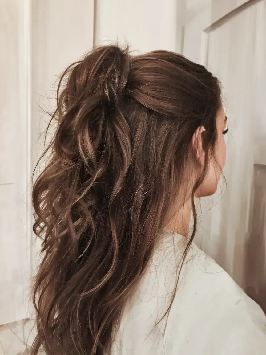 summer simple hairstyle 2025 Messy Volume Pony with Loose Texture