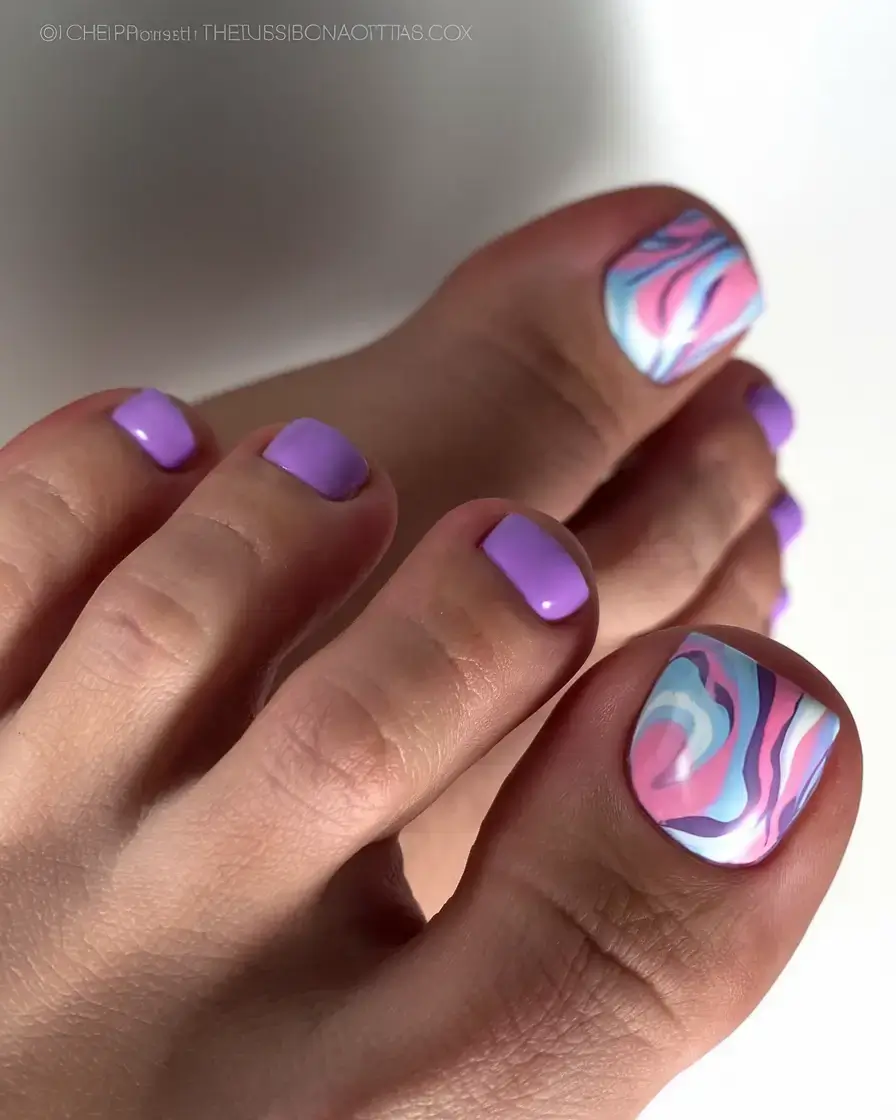 summer toe nails ideas 2025 Lavender Swirl Dreamscape