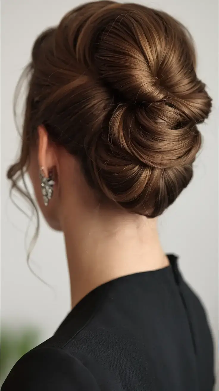 summer updo hairstyles 2025 Rich Cinnamon Roll Chignon