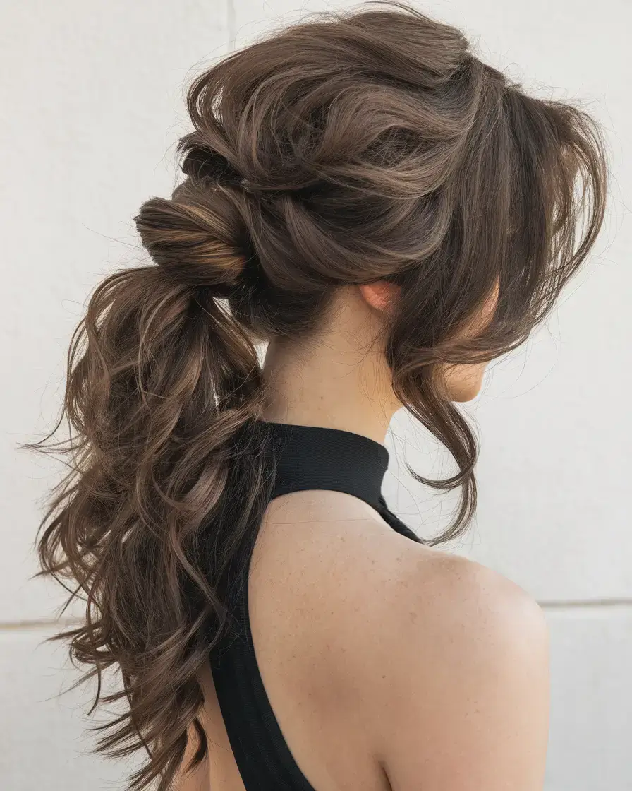 summer updo hairstyles 2025 Voluminous Twist with Cascading Waves