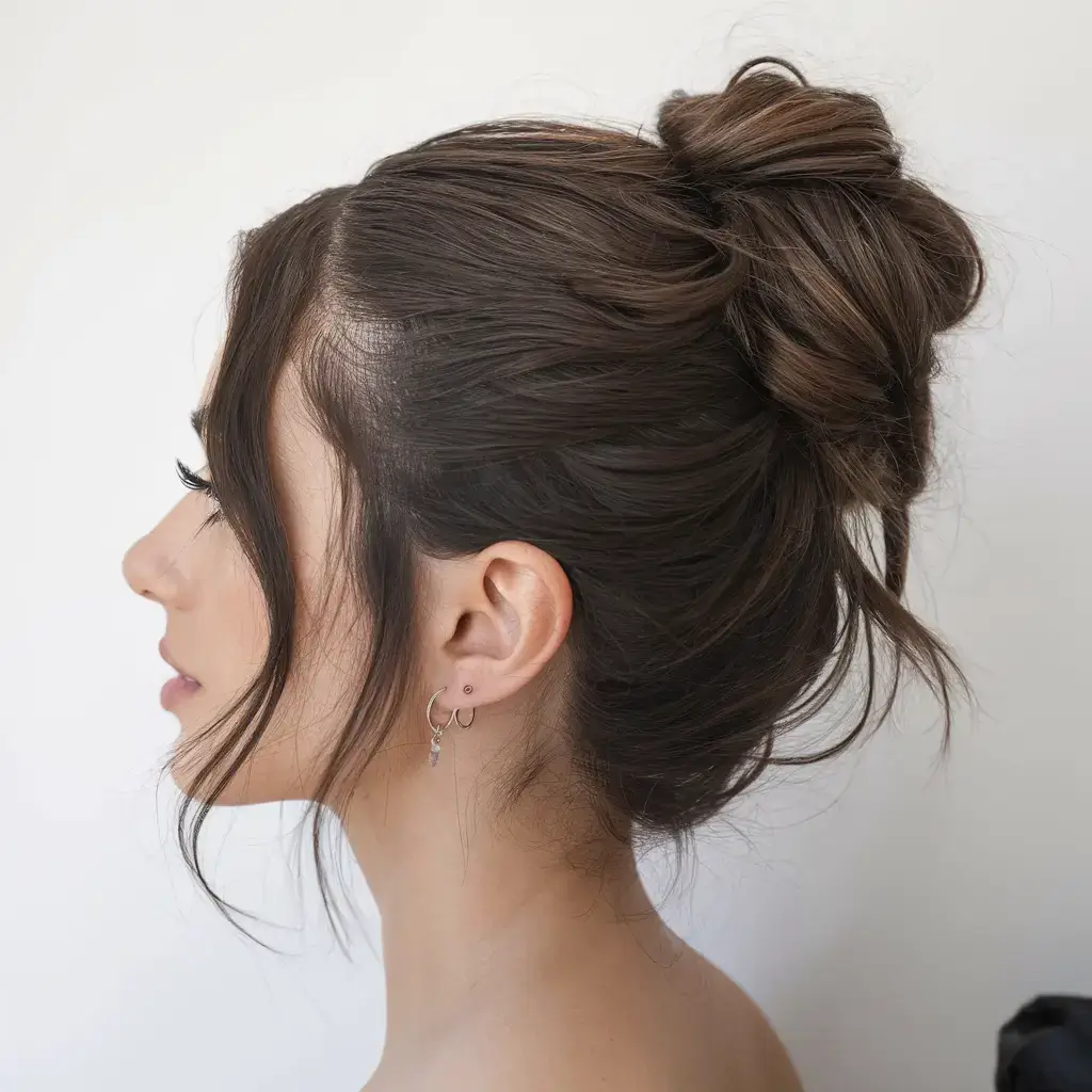summer updo hairstyles 2025 Casual High Bun with Soft Texture