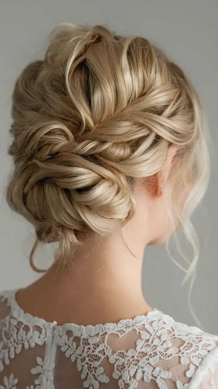 summer wedding hairstyles ideas 2025 Braided Bridal Bun with Sculptural Finish