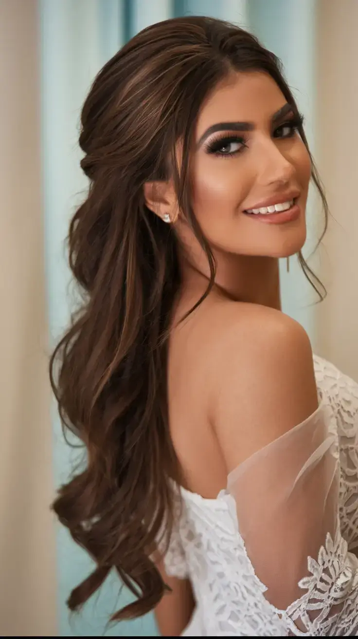 summer wedding hairstyles ideas 2025 Soft Hollywood Volume with Hidden Tease