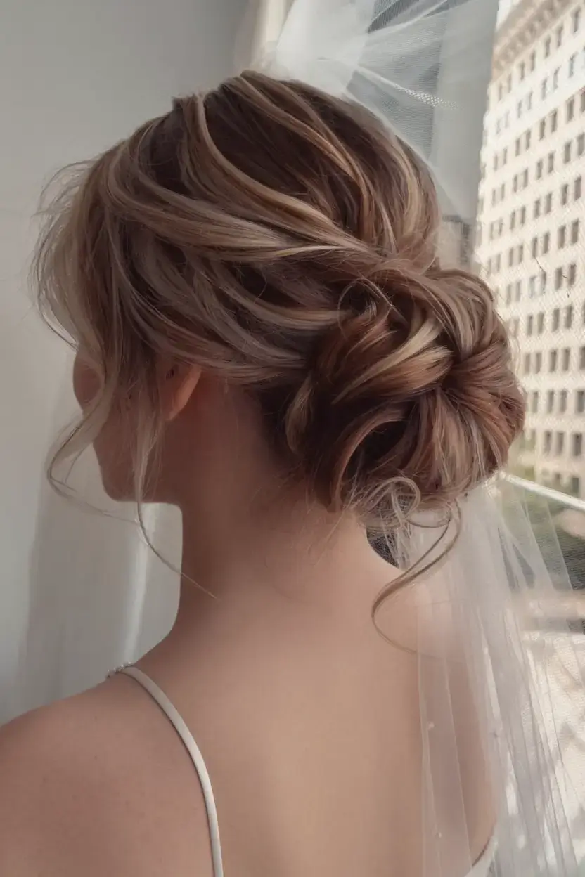 summer wedding hairstyles ideas 2025 Polished Chignon with Gentle Swirl Detail