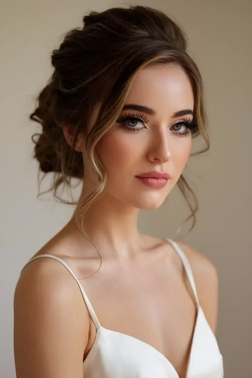 summer wedding hairstyles ideas 2025 Voluminous Bun With Face-Framing Waves