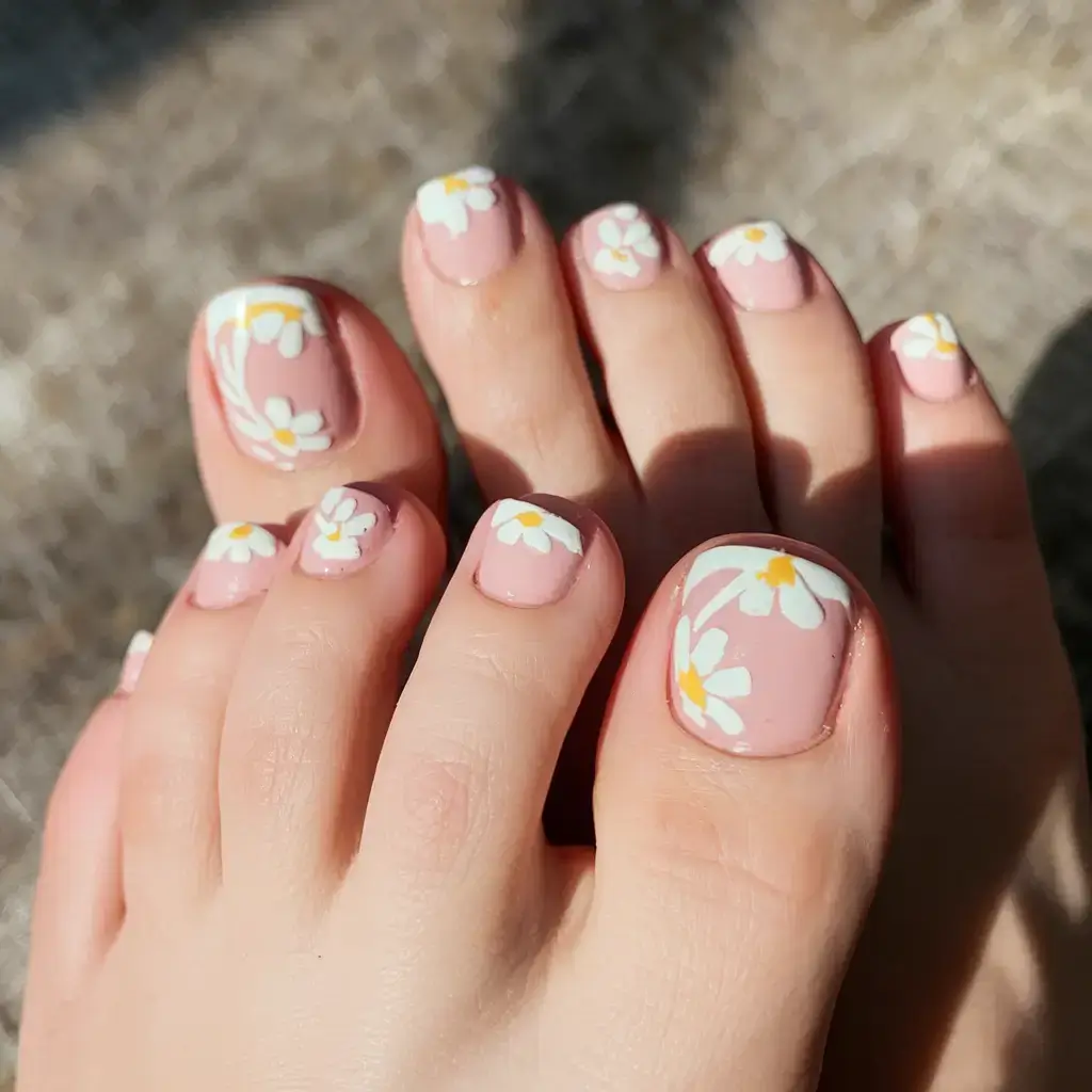 toe nail designs for summer 2025 Daisy Chains & Barefoot Vibes